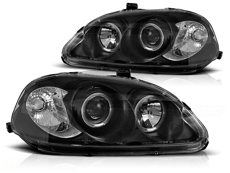 Koplampen Honda Civic 99-01 Angel Eyes Zwart