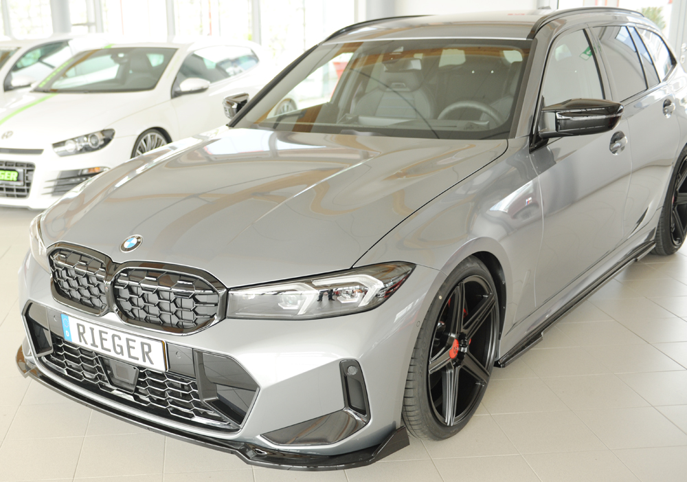 Voorspoiler passend voor BMW 3 Serie M Pakket G20 G21 FL Rieger Glans Zwart