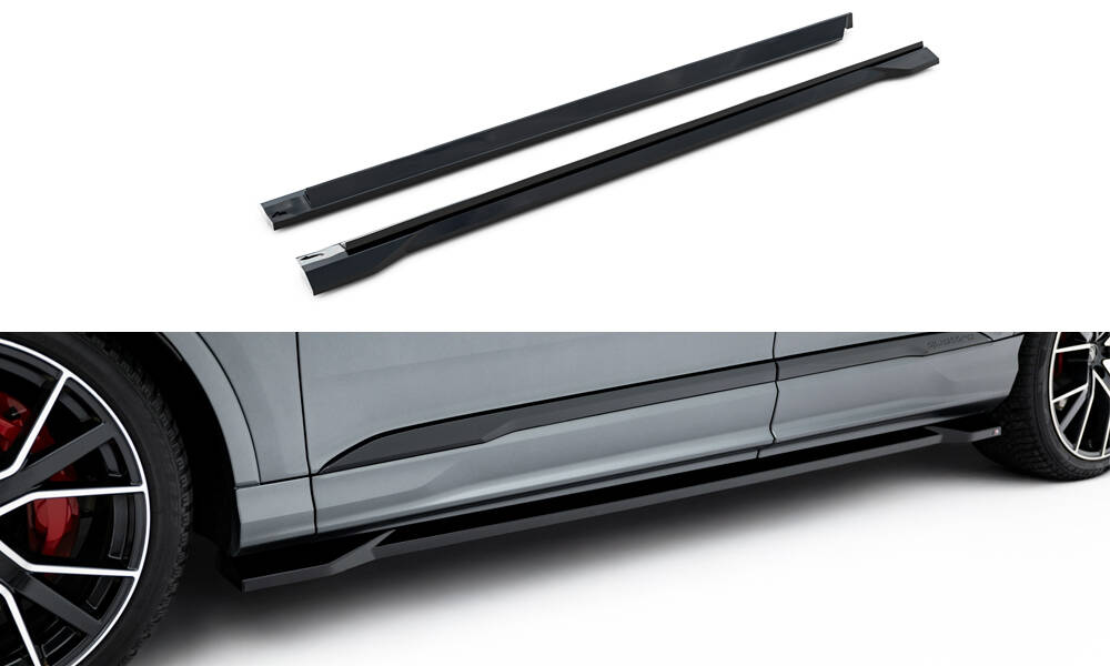 Zijskirts passend voor Audi Q7 S-Line MK2 Facelift 2 Maxton Glanzend zwart