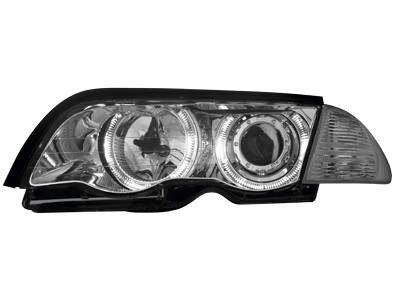 Koplampen passend voor BMW E46 98-01 Sedan/Touring LED Angel eyes Chroom