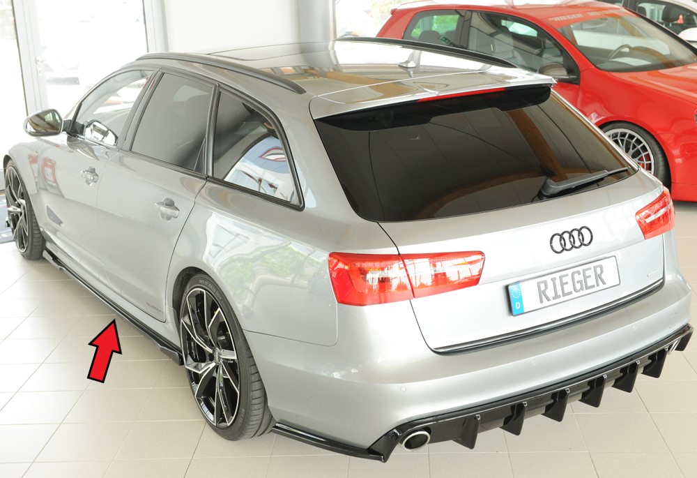 Zijskirts passend voor Audi A6 (4G/C7): 11.10-08 glans zwart