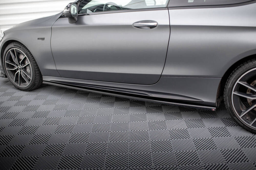 Zijskirts passend voor Mercedes C43 W205 Coupe FL Maxton Glans Zwart