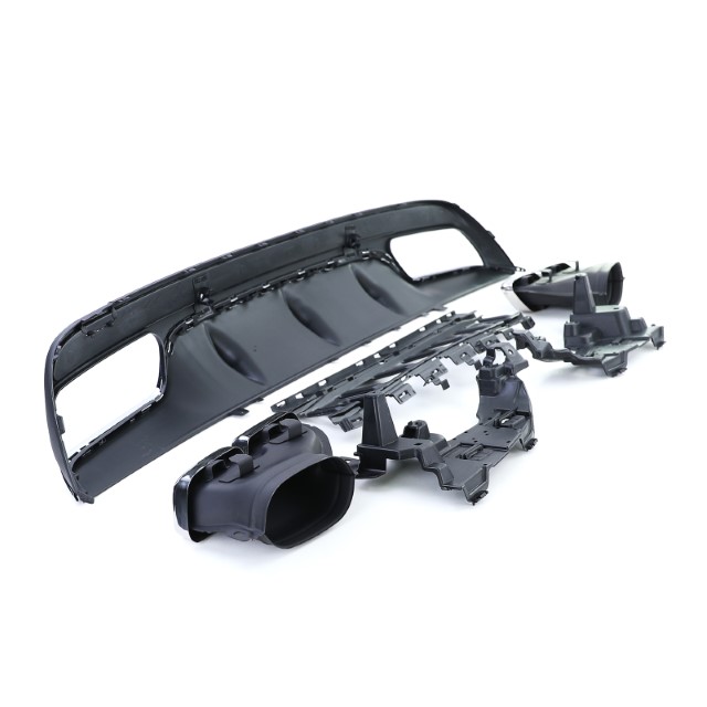 Achterbumper Diffuser passend voor Mercedes W205 C-Klasse C63S Design Chroom AMG Sport Line