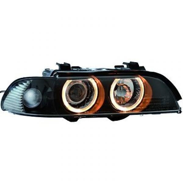 Koplampen passend voor BMW 5 serie E39 00-03 XENON/Zwart Angel eyes