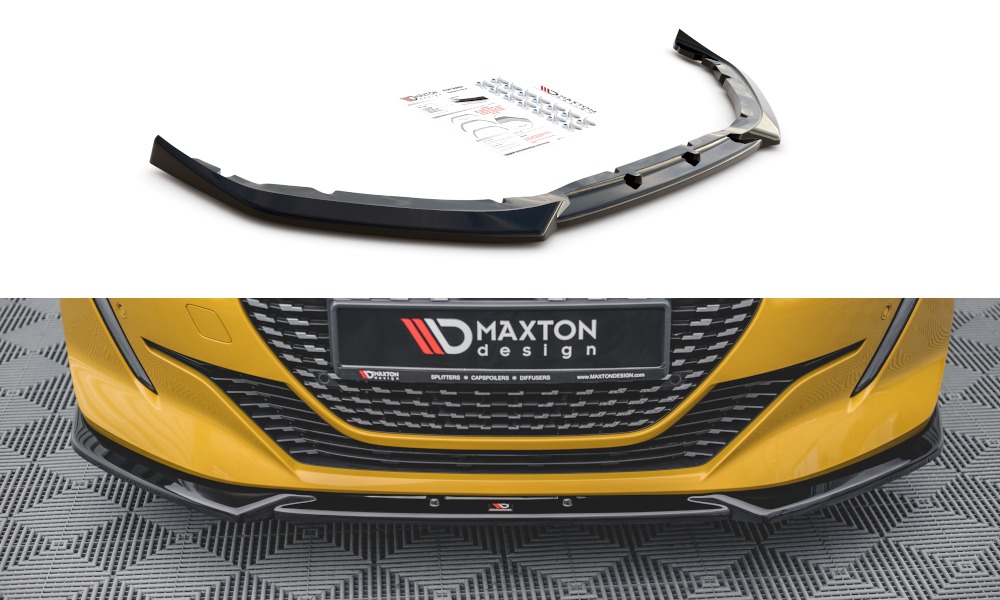 Voorspoiler V.2 Peugeot 208 Mk2 Maxton Glans Zwart