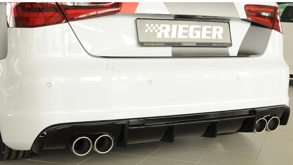 Diffuser passend voor Audi S3 & A3 S-Line Sportback 8V 12-16 Rieger Glans Zwart