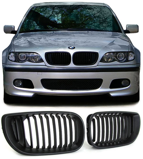 Grill Nieren passend voor BMW E46 Limousine/Touring 01-05 Mat Zwart