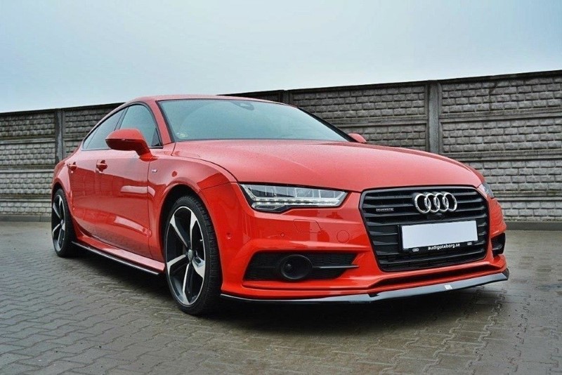 Voorspoiler passend voor Audi S7 / A7 S-Line C7 FL Glanzend Zwart