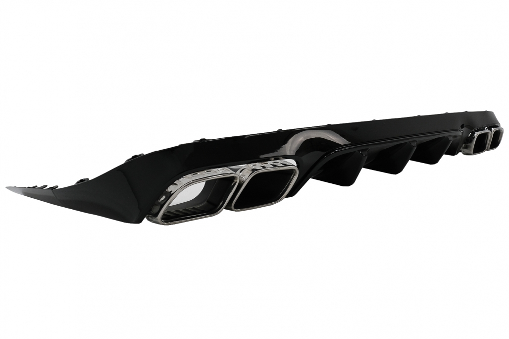 Diffuser E63 Look Mercedes E-Class C238 Coupe Cabrio (2016-..) Piano Black Met Zilveren Sierstukken