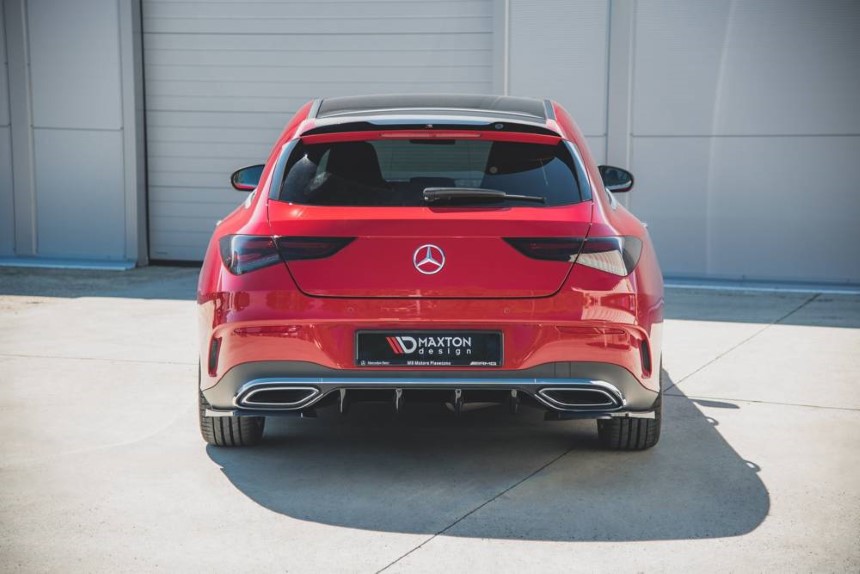 Diffuser passend voor Mercedes CLA AMG-Line X118 Maxton Design glans zwart