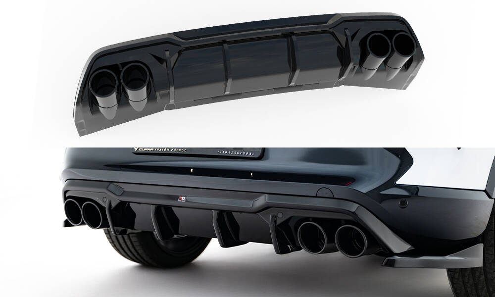 Diffuser passend voor Cupra Formentor Maxton Glans Zwart met Zwarte Sierstukken