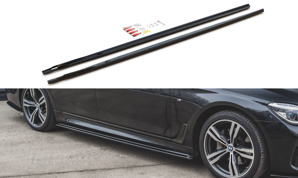 Zijskirts passend voor BMW 7-Serie G11 M Pakket Maxton Glans Zwart