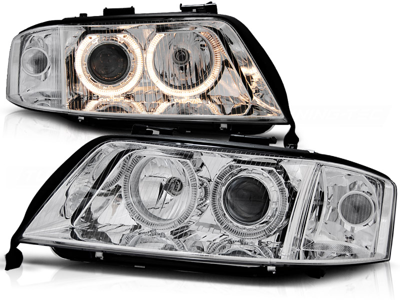 Koplampen Audi A6 97-98 Angel Eyes chroom Voor Orgineel Xenon