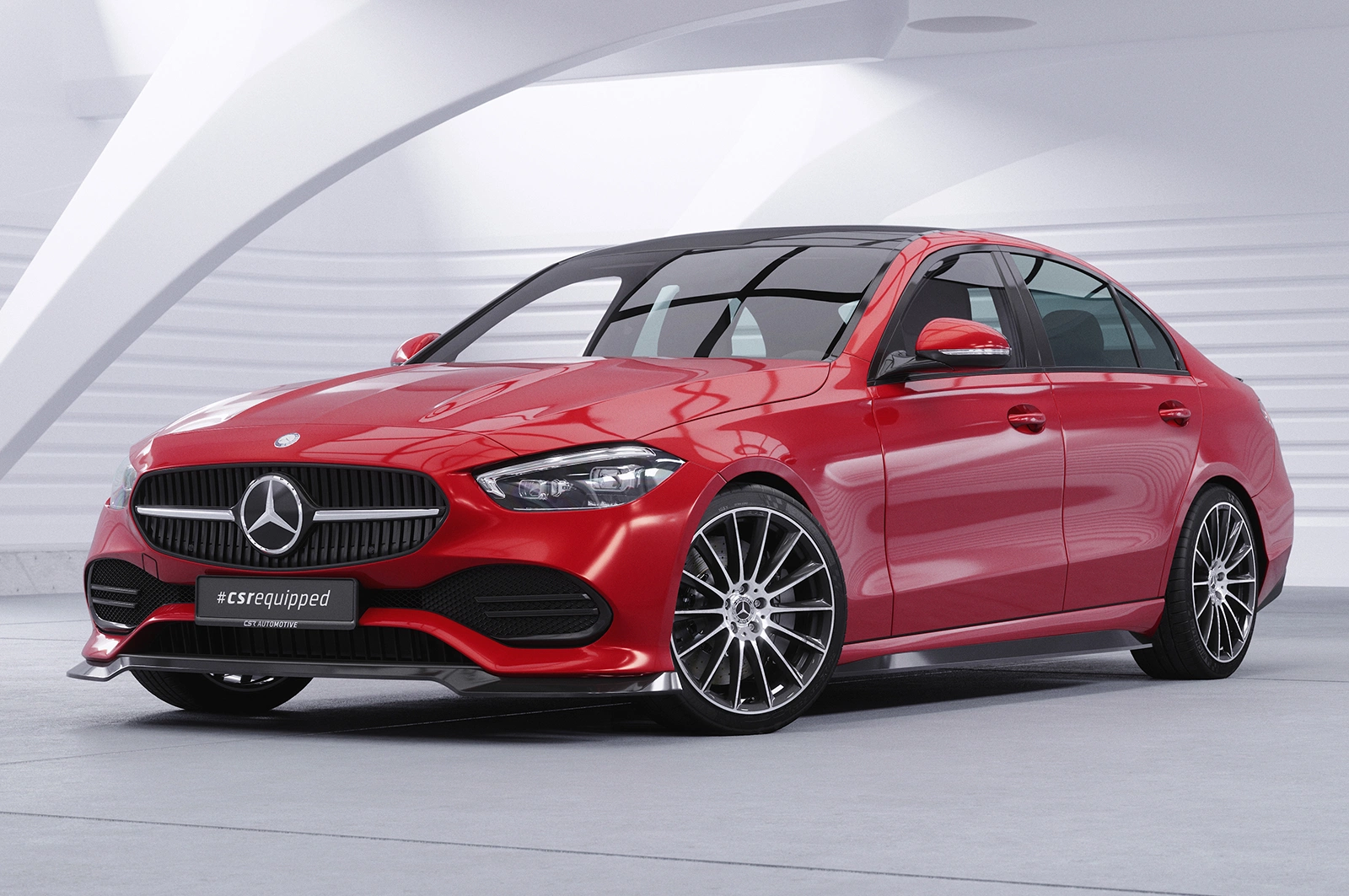 Voorspoiler passend voor Mercedes-Benz C-Klasse W206 / S206 Glans Zwart (06/2021–) CSR