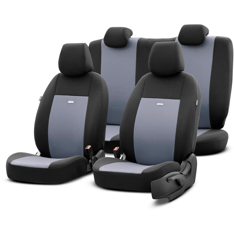 otoM Universele Stoffen Stoelhoezenset 'SelectedFit Flex' Zwart/Grijs - 10-delig - geschikt voor Side-Airbags