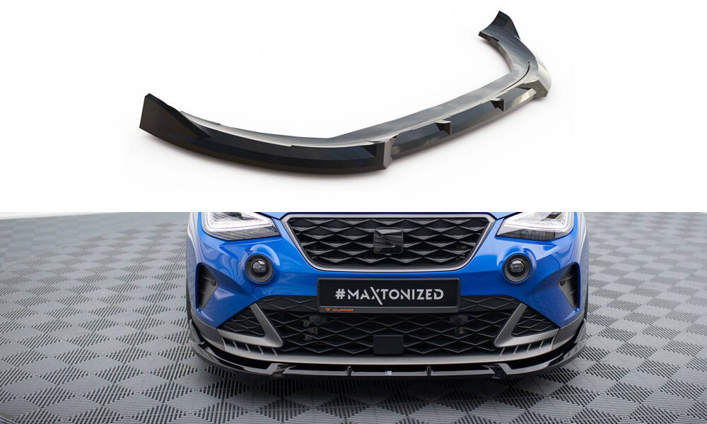 Voorspoiler passend voor Seat Arona FR Facelift Maxton Glans Zwart