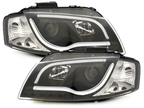Koplampen passend voor Audi A3 8P 03-08 Tube Light LED Zwart