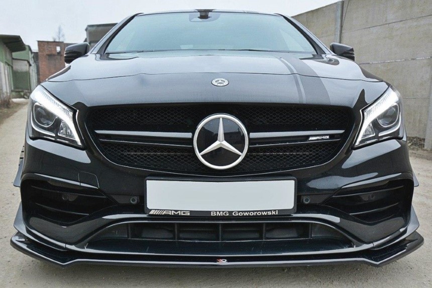 Voorspoiler passend voor Mercedes CLA A45 AMG C117 Maxton Design glans zwart