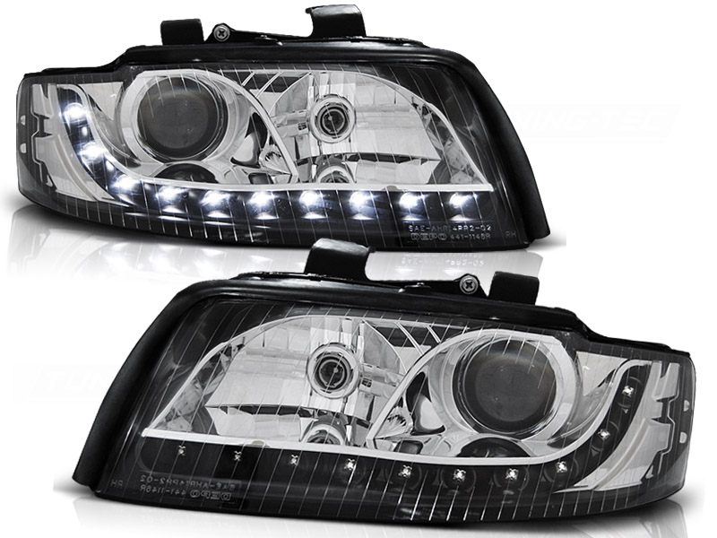Koplampen passend voor Audi A4 8E 00-04 LED DRL look Zwart