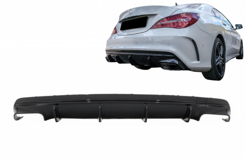 Diffuser passend voor Mercedes CLA W117 X117 Shooting Brake (2013-2018) Facelift CLA45 Look Zwart