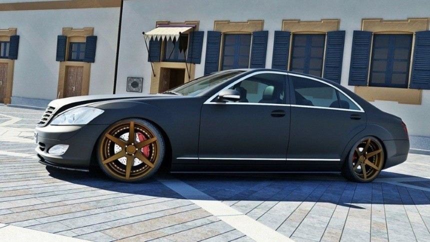 Zijskirts passend voor Mercedes S-Klasse W221 Maxton Design glans zwart