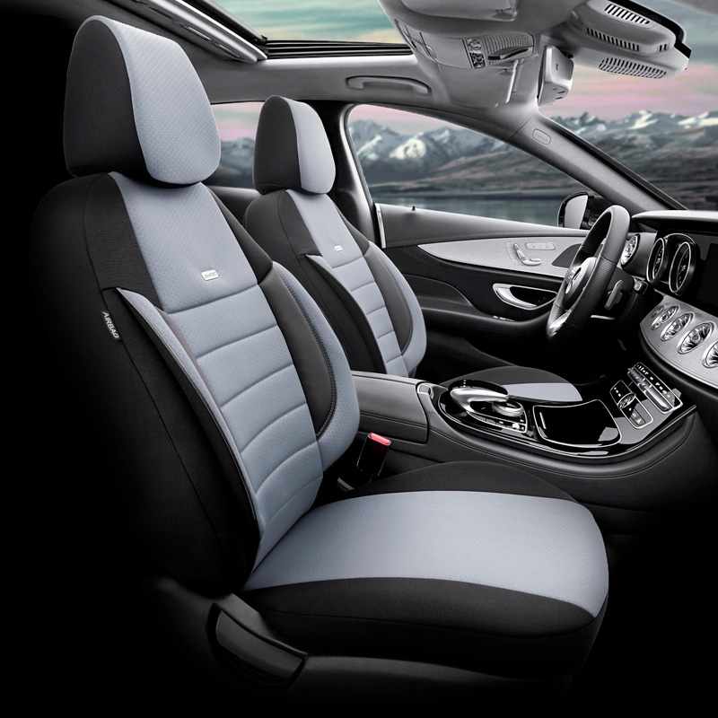 otoM Universele Stoffen Stoelhoezenset 'SelectedFit Pro' Zwart/Grijs - 11-delig - geschikt voor Side-Airbags