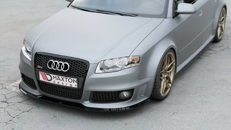 Voorspoiler passend voor Audi RS4 B7 V.1 Glanzend Zwart
