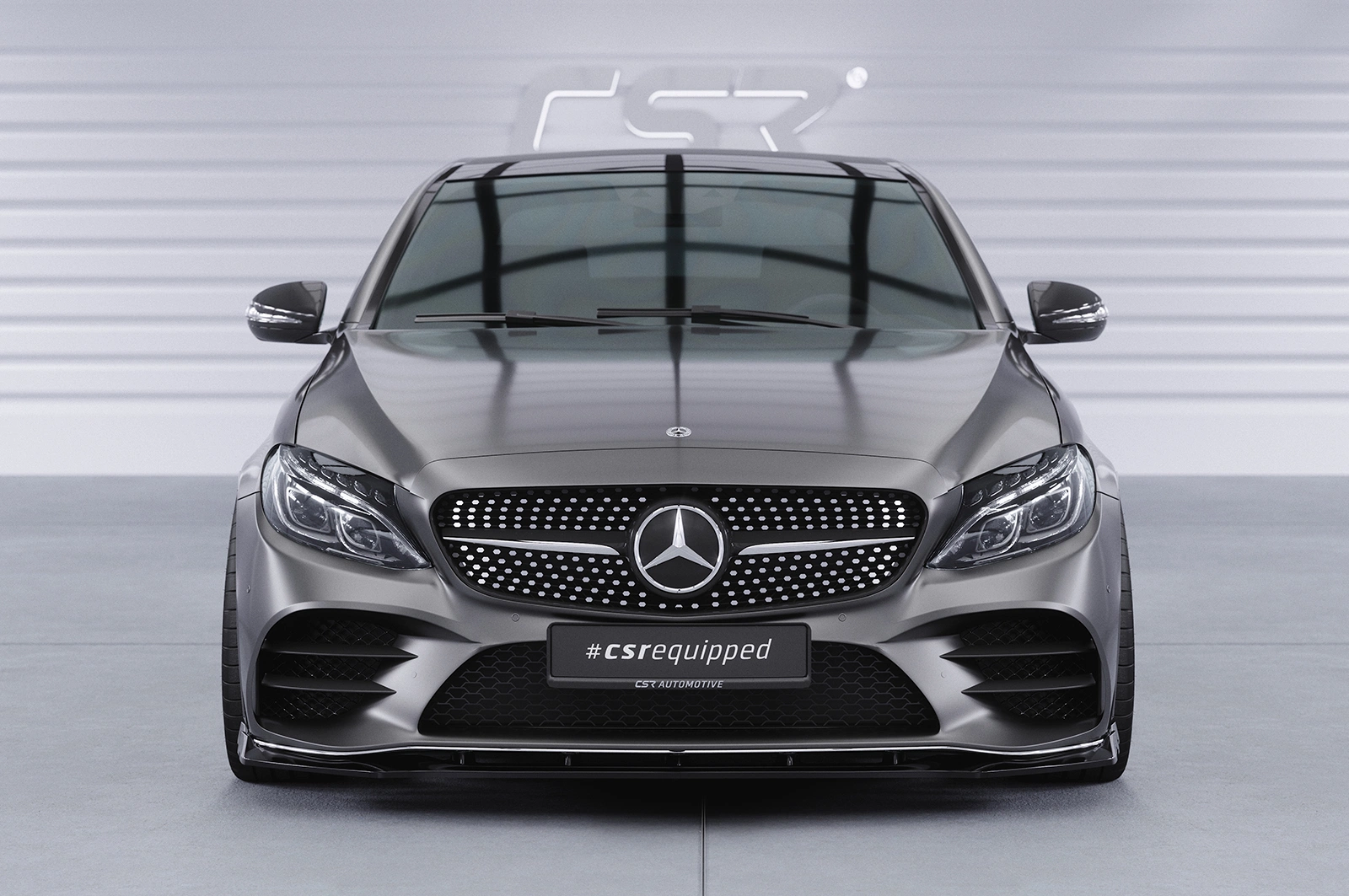 Voorspoiler passend voor Mercedes-Benz C-Klasse W205 AMG-Line Glans Zwart (03/2018–2021) CSR