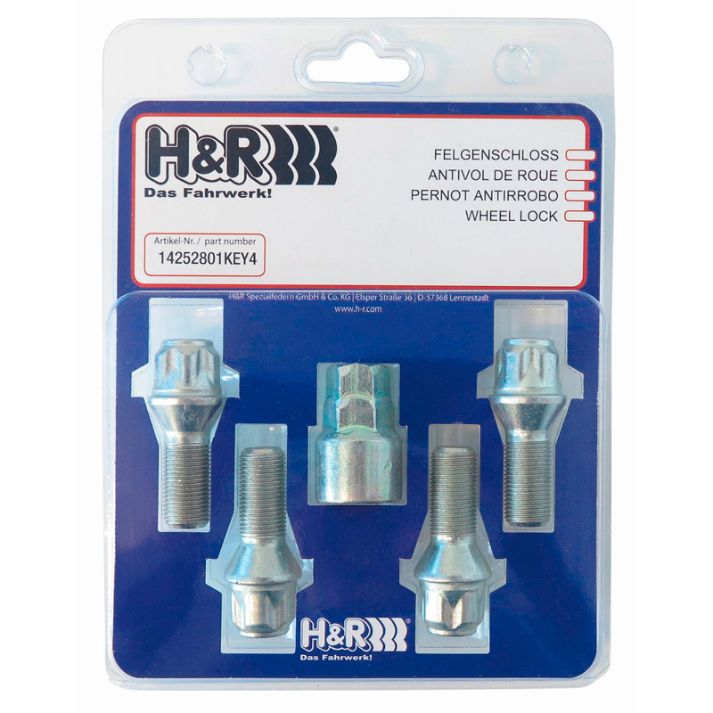 H&R Wielslotenset M12x1.50x30mm konisch - 4 slotbouten incl. adapter