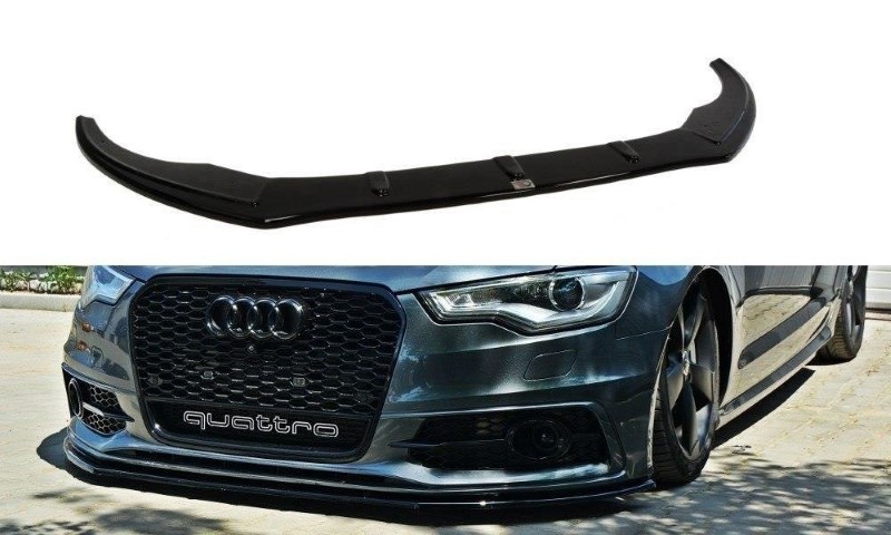 Voorspoiler passend voor Audi S6 / A6 S-Line C7 V.1 Glanzend Zwart