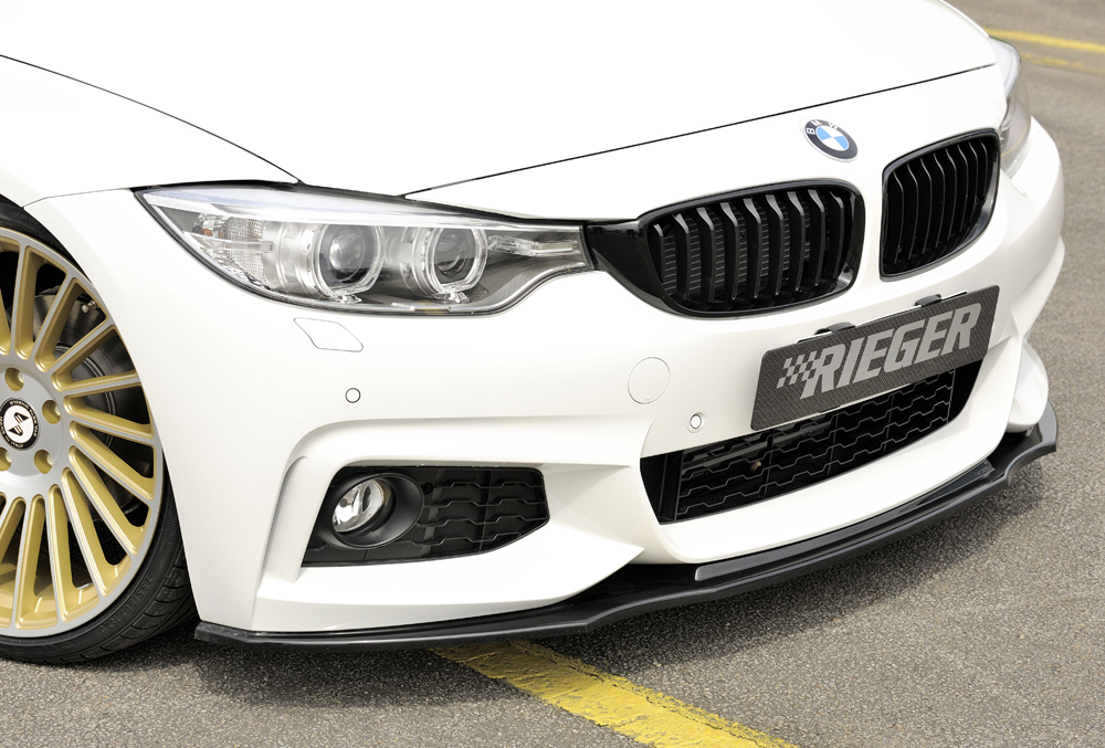 Voorspoiler passend voor BMW 4 Serie M Pakket F32 F33 F36 Rieger Glans Zwart