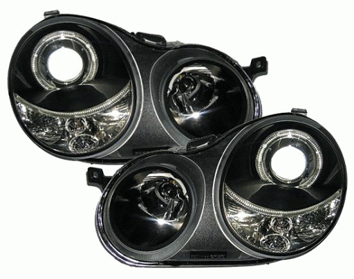 Koplampen passend voor VW Polo 9N 01-05 Angel Eyes zwart