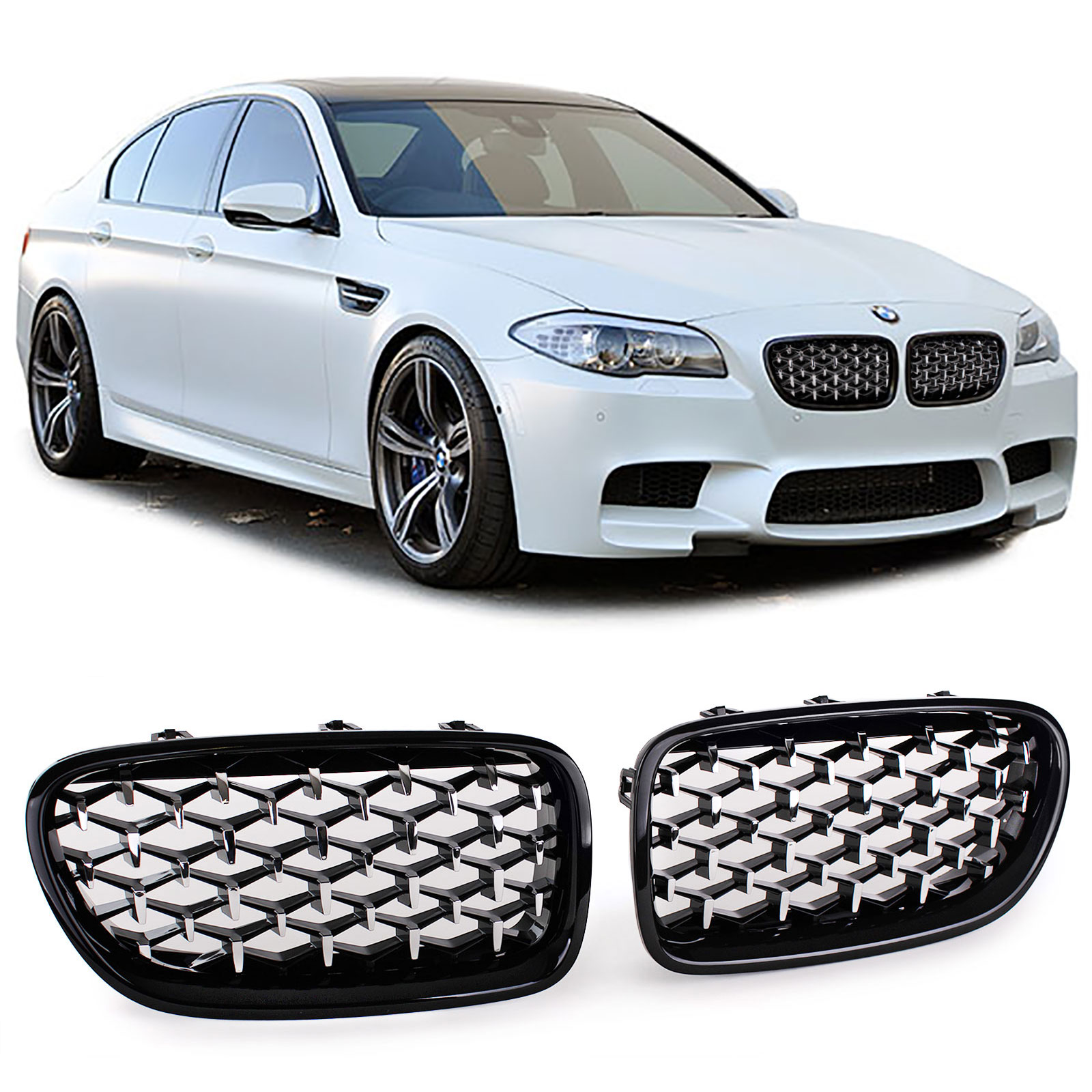 Grill Nieren passend voor BMW F10/11 Exclusive Gloss Black Chroom 10-17