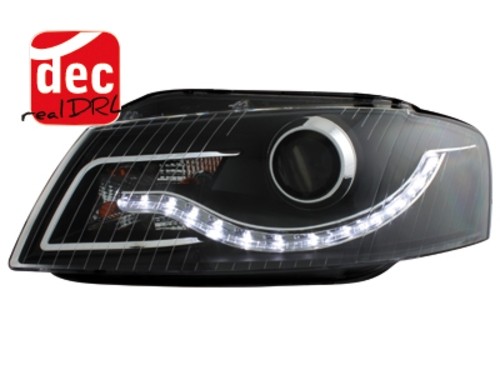 Koplampen passend voor Audi A3 8P LED Devil Eyes real daylight 03-08 zwart