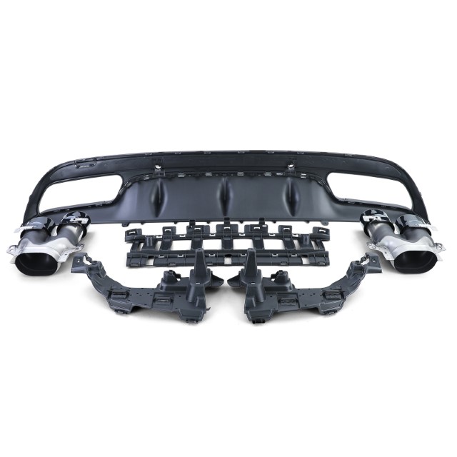 Achterbumper Diffuser passend voor Mercedes W205 C-Klasse C63 Design Glans Zwart