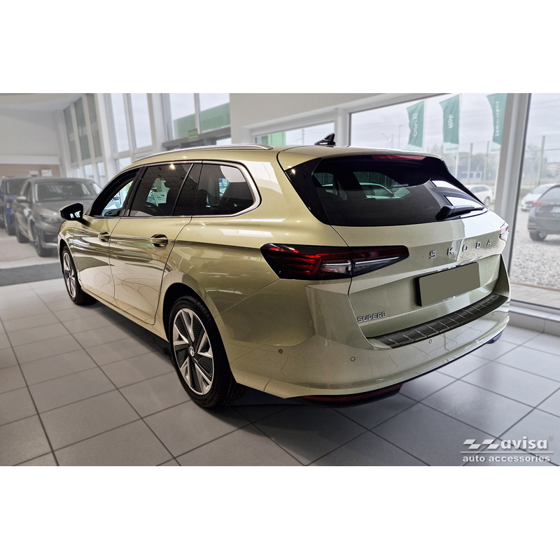 Zwart RVS Achterbumperprotector  Skoda Superb IV Combi 2023- 'Ribs'