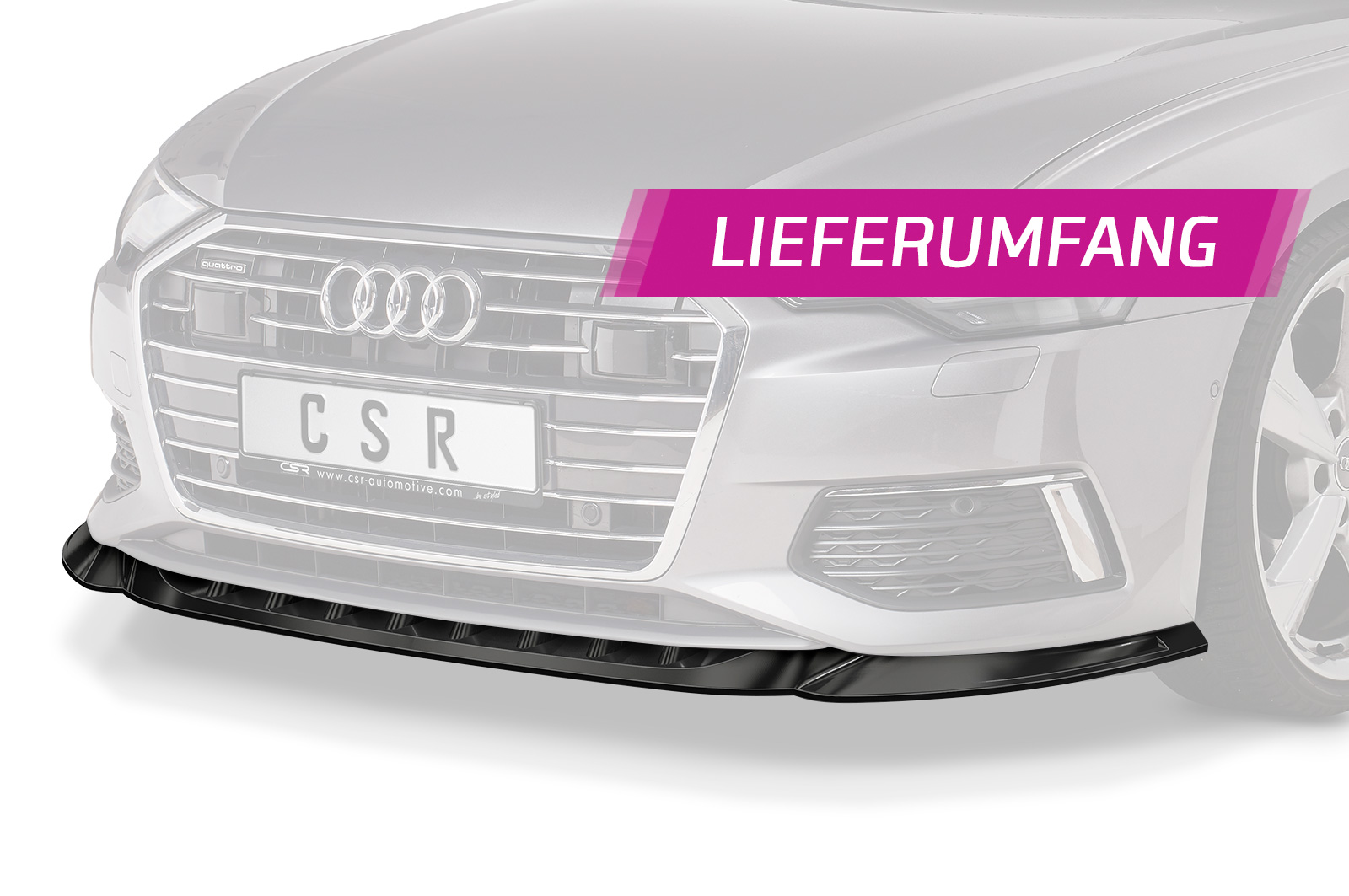 Voorspoiler passend voor Audi A6 C8 CSR Glans Zwart