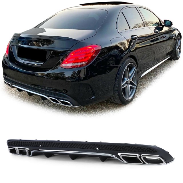 Achterbumper Diffusor Mercedes W205 C-Klasse C63S Design Chroom AMG Sport Line