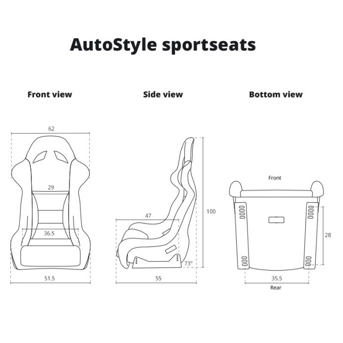 Sportstoel 'RR' - Zwart Kunstleder - Vaste polyester rugleuning - incl. sledes