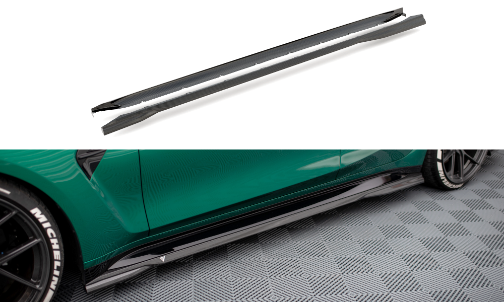 Zijskirts passend voor BMW M3 G80 / G81 Maxton Carbon