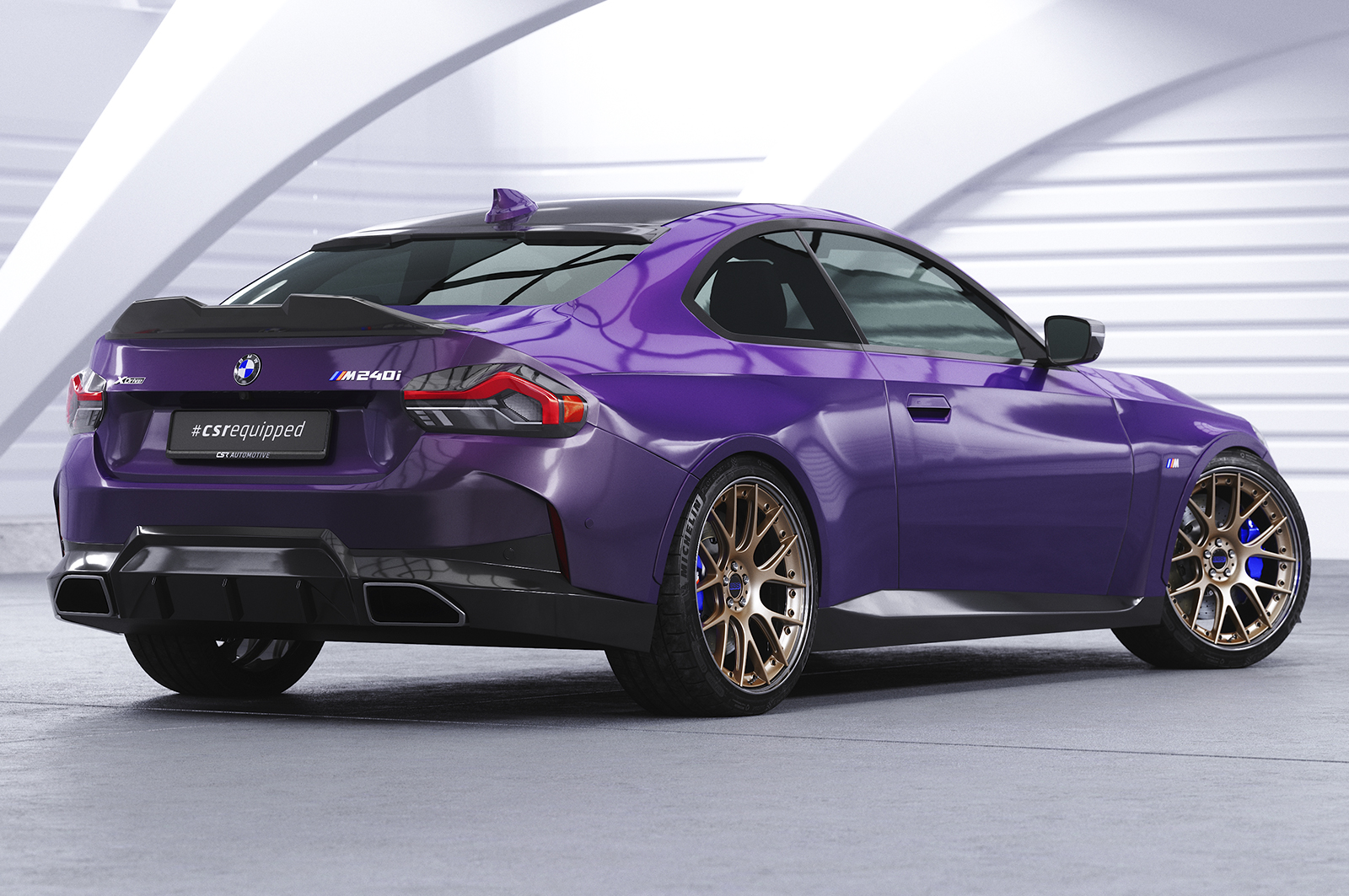 Spoiler passend voor BMW 2 Serie G42 / M2 G87 CSR Glans Zwart