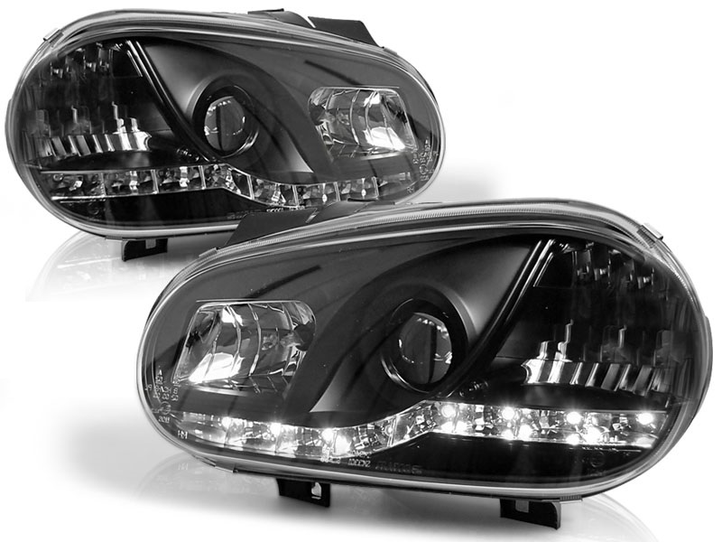 Koplampen VW GOLF IV 97-03 DRl Look Zwart