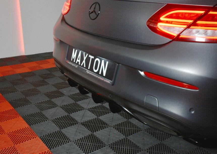 Diffuser passend voor Mercedes C W205 coupé AMG-Line Maxton Design glans zwart
