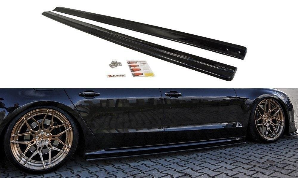 Zijskirts passend voor Audi S8 D4 FL Maxton Glans Zwart
