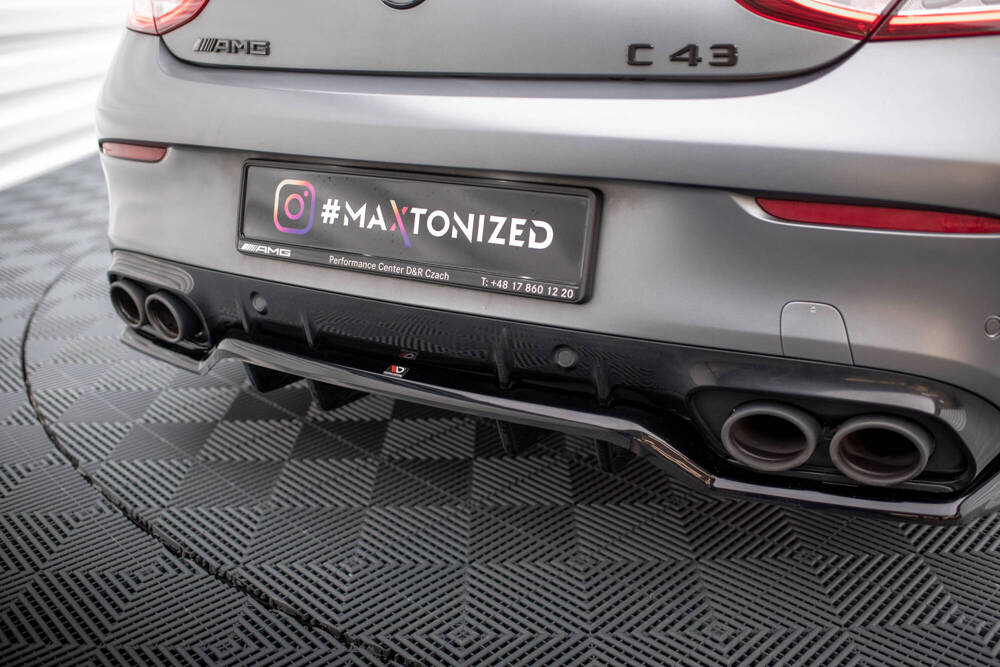 Diffuser passend voor Mercedes C43 W205 Coupe FL Maxton Glans Zwart
