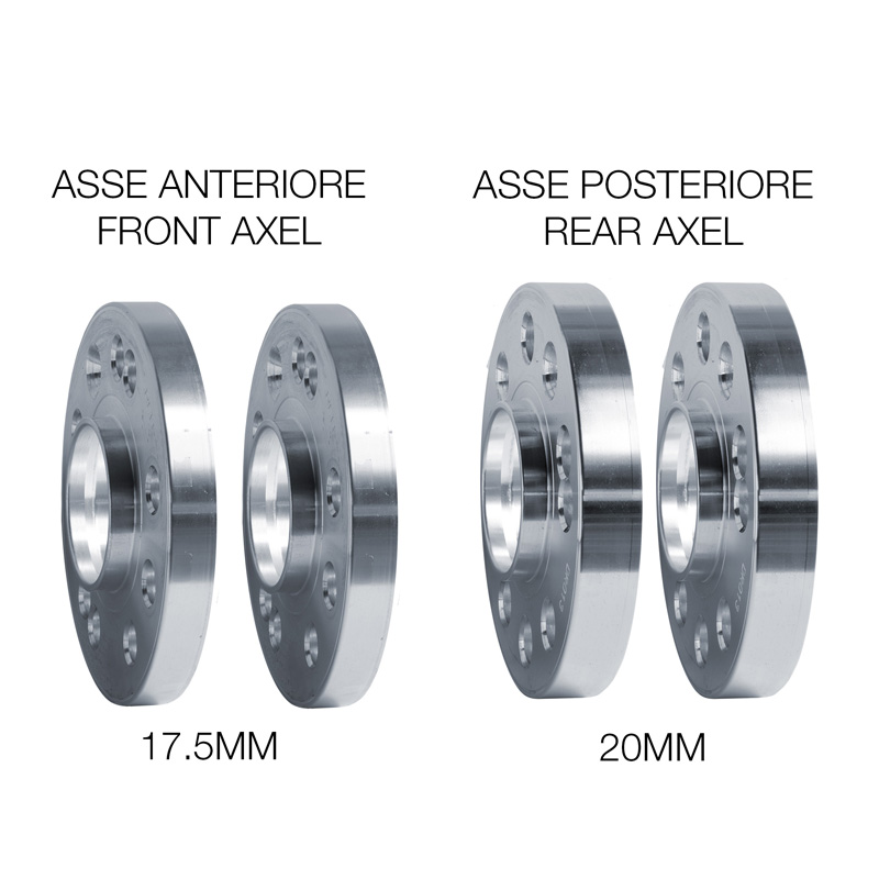 Simoni Racing Aluminium Spoorverbreder Set - 2x17,5mm(VA) - 2x20mm(AA) (Naaf 65,1mm) inclusief wielbouten -  Fiat, Alfa Romeo diversen