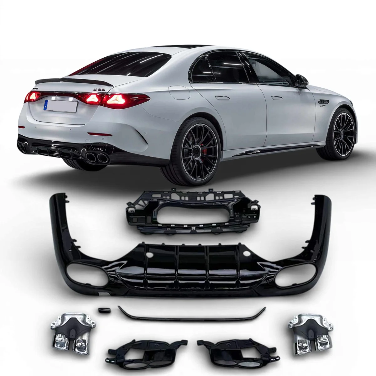 Diffuser passend voor Mercedes E W214 S214 AMG Look Chroom Sierstukken