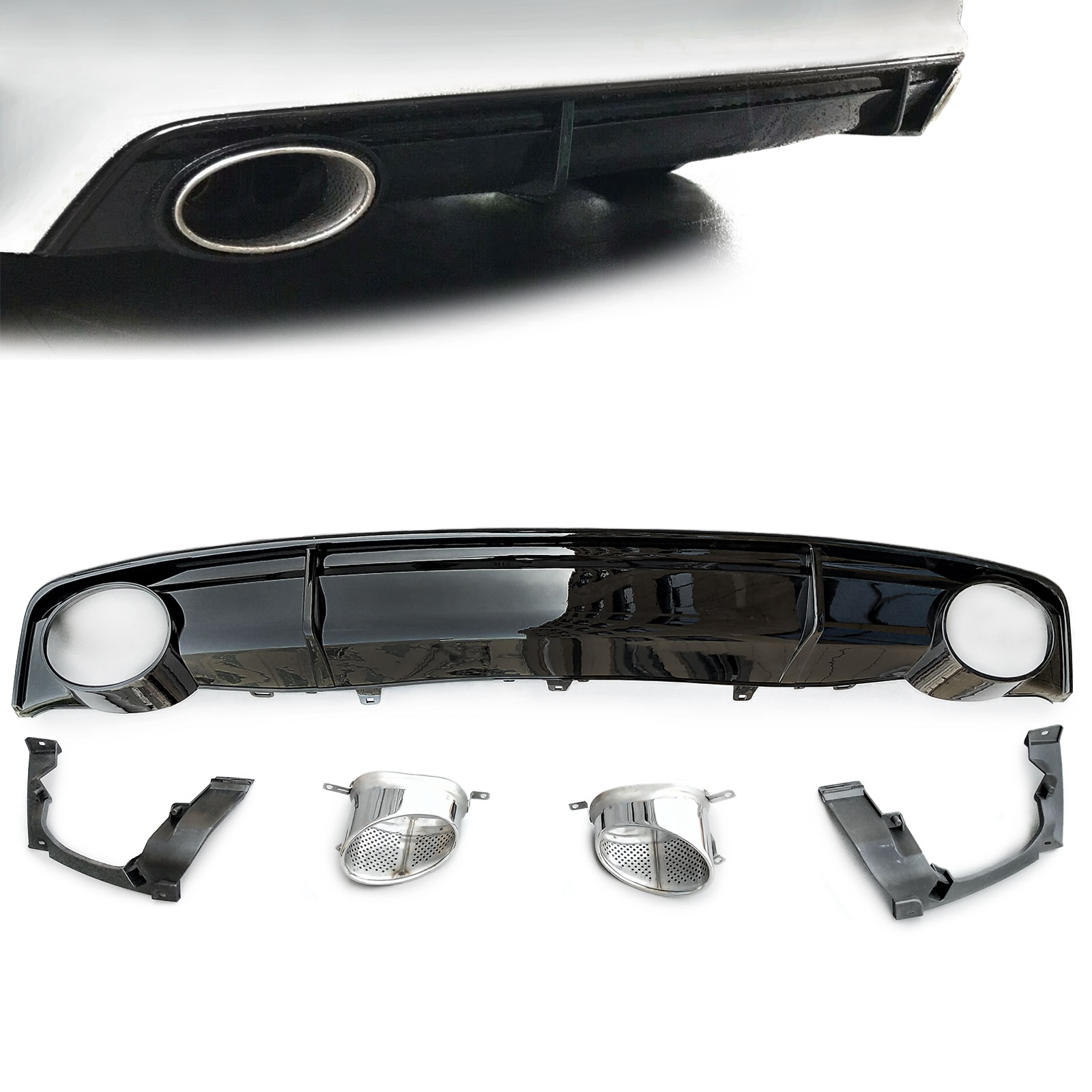 Diffuser passend voor Audi A7 RS7 4G Look 15-19 incl. Sierstukken
