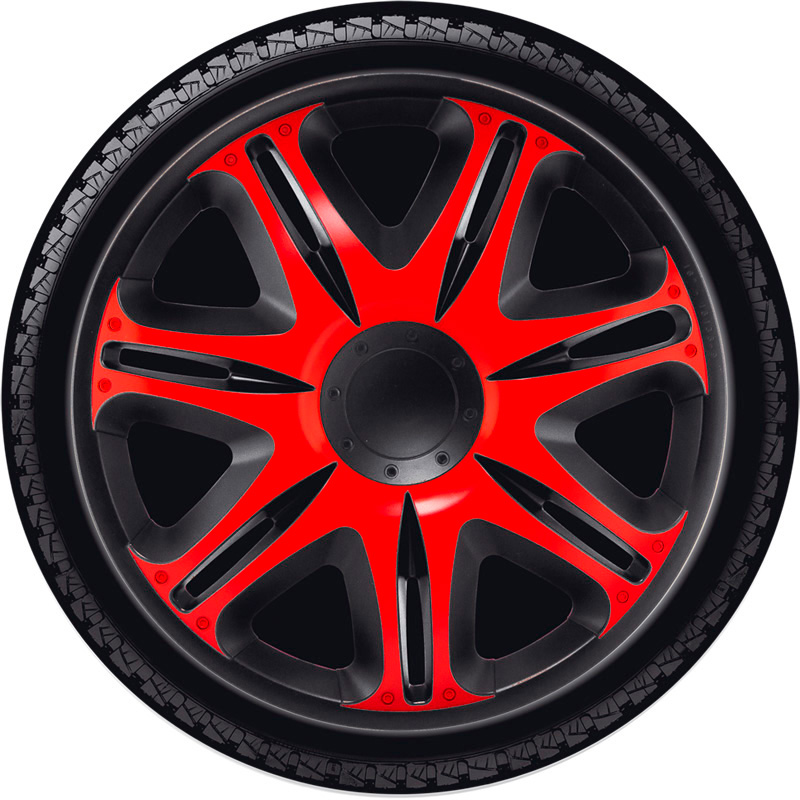 4-Delige J-Tec Wieldoppenset Nascar 13-inch zwart/rood