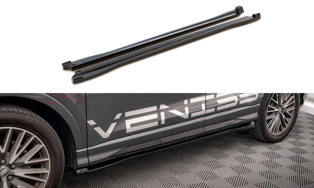 Zijskirts passend voor Audi Q3 S-Line F3 Maxton Glans Zwart